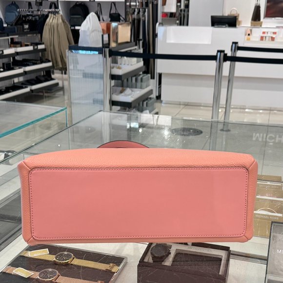 Michael Kors Trisha Large Triple Gusset Shoulder Tote Leather Bag Primrose - Picture 6 of 11